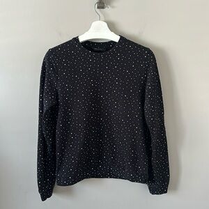 Eleven Paris Womens Size S Small Black All Over Star Print Longsleeve Top